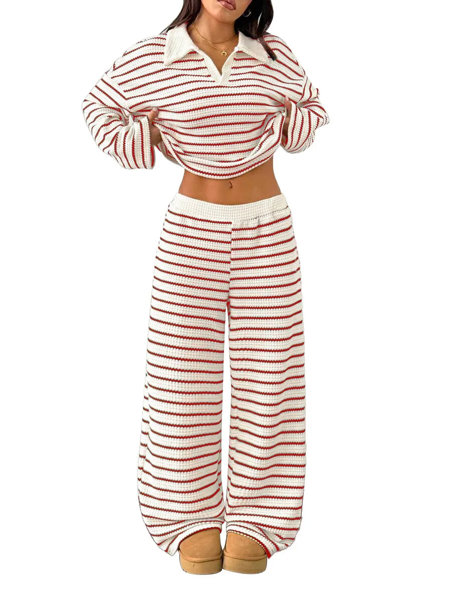 Conjunto de pantalón holgado a rayas