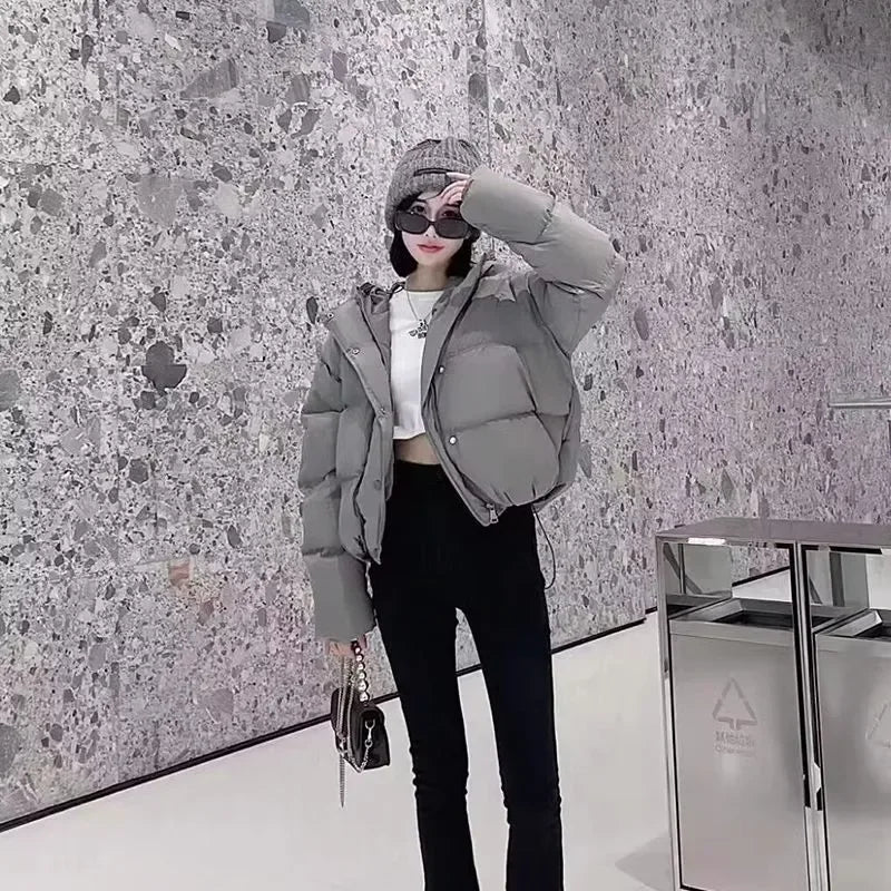 Abrigo de Invierno Elegante de Algodón, Chaquetas Cortas de Mujer, Parkas Cálidas de Diseño, Chaqueta Acolchada, Lazo, Ropa de Calle, Chaqueta de Frío, Ropa de Invierno