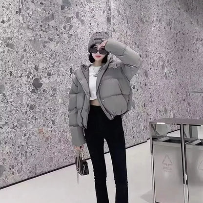 Abrigo de Invierno Elegante de Algodón, Chaquetas Cortas de Mujer, Parkas Cálidas de Diseño, Chaqueta Acolchada, Lazo, Ropa de Calle, Chaqueta de Frío, Ropa de Invierno