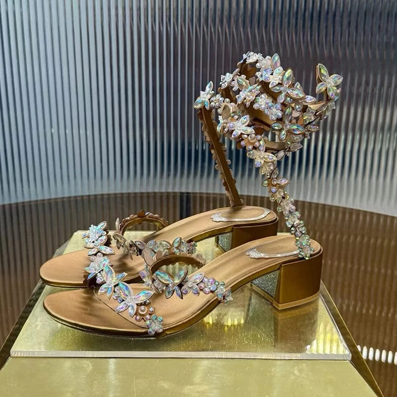 Sandalias de tacón fino Crystal Flower