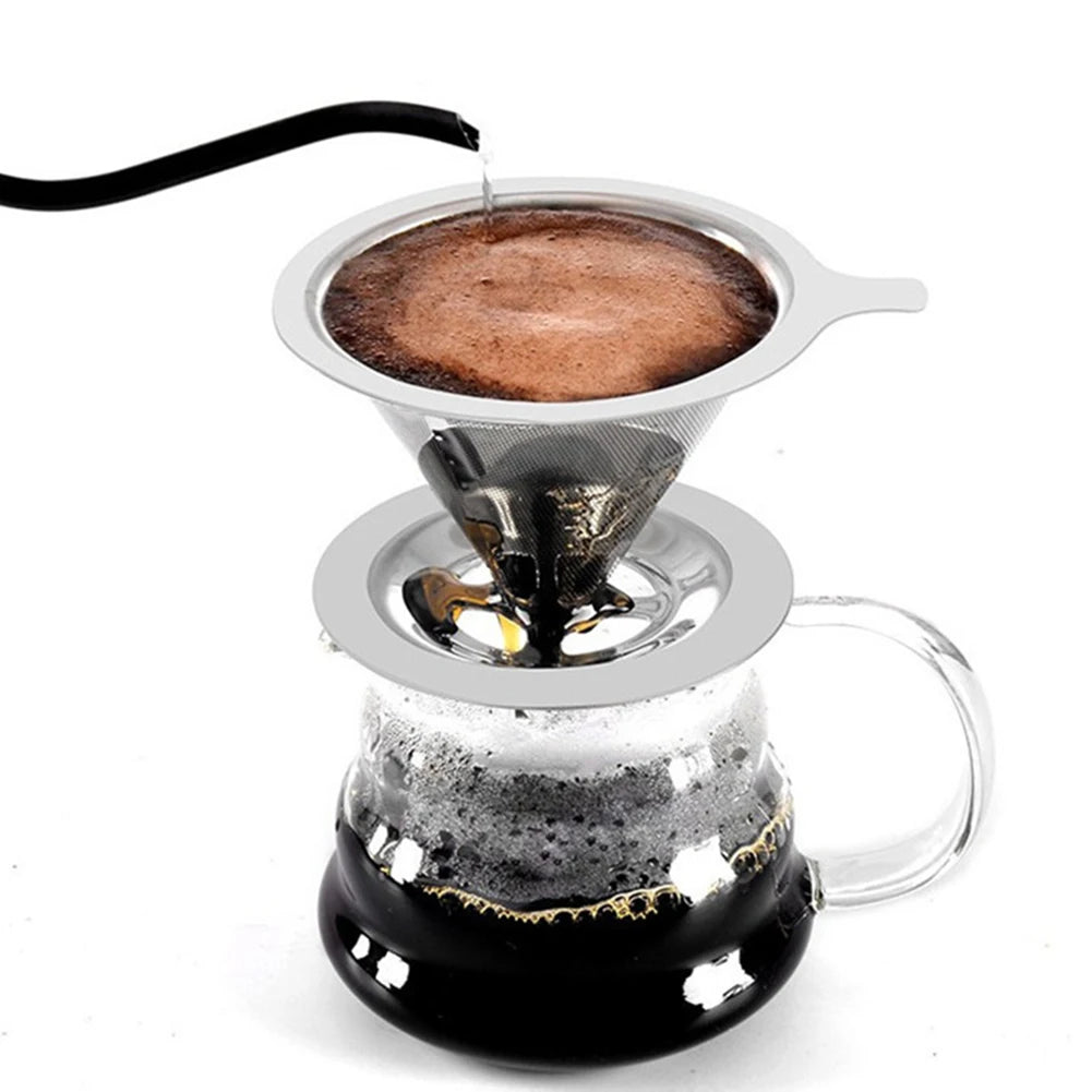 Reusable Coffee Filter Holder Double Layer Stainless Steel Coffee Tea Strainer