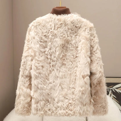 real wool fur short coat