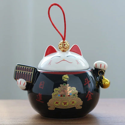 Lucky Cat Ceramic Tea Tin