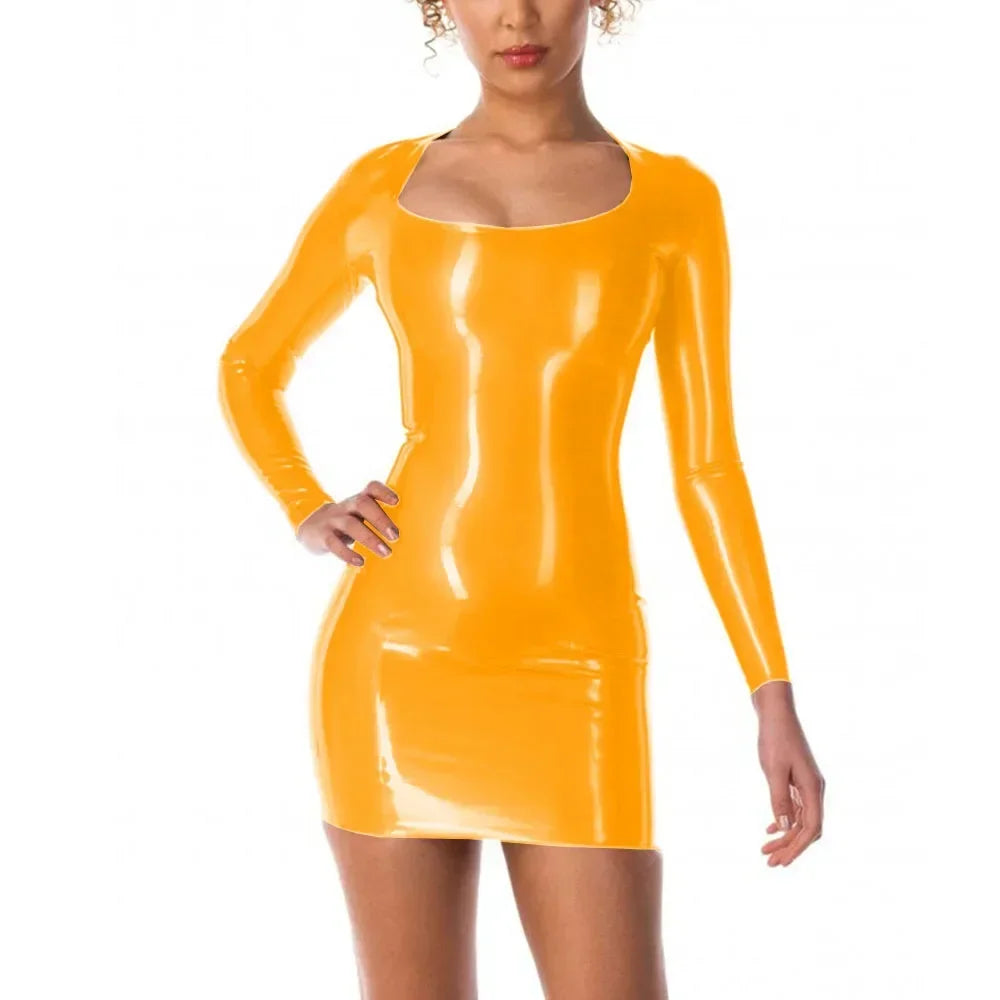 Scoop Neck Long Sleeve Bodycon Mini Dress