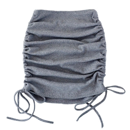 Faldas de Verano para Mujer con Cordones 2022 Hilo de Punto Lateral con Cordón Elástico Corrugado Sexy Cadera Ajustable Casual WSL4321