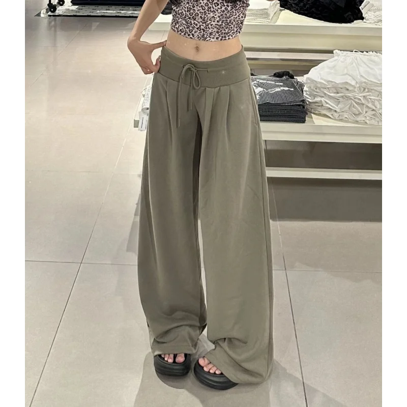 Low-waist Straight Loose Wide-leg Trousers