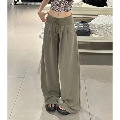 Low-waist Straight Loose Wide-leg Trousers