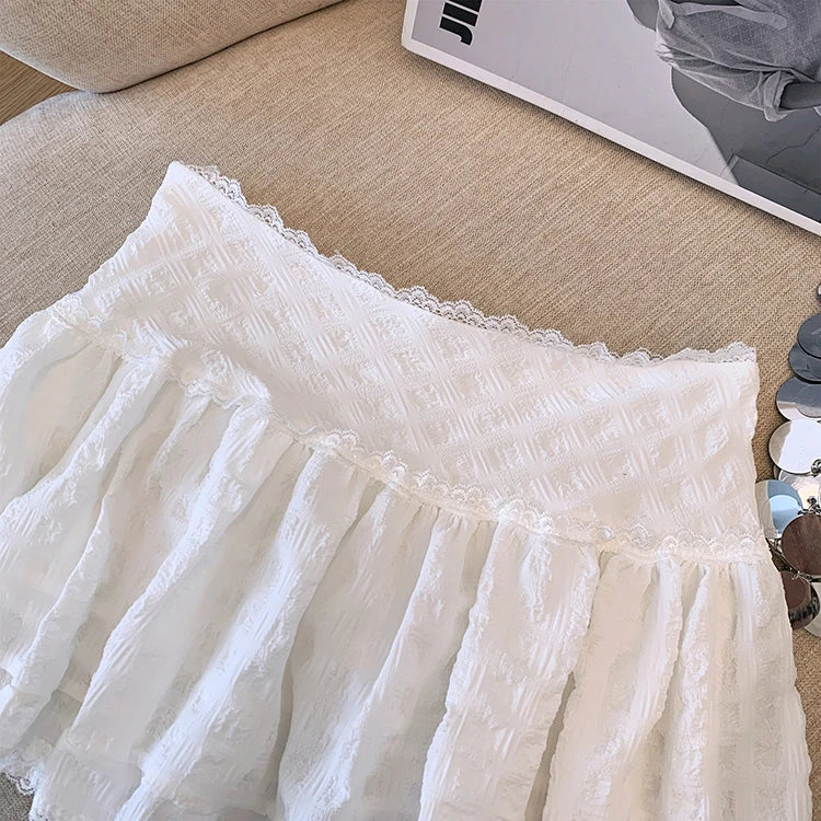 Tiered Ruffled Lace Trim Skirt
