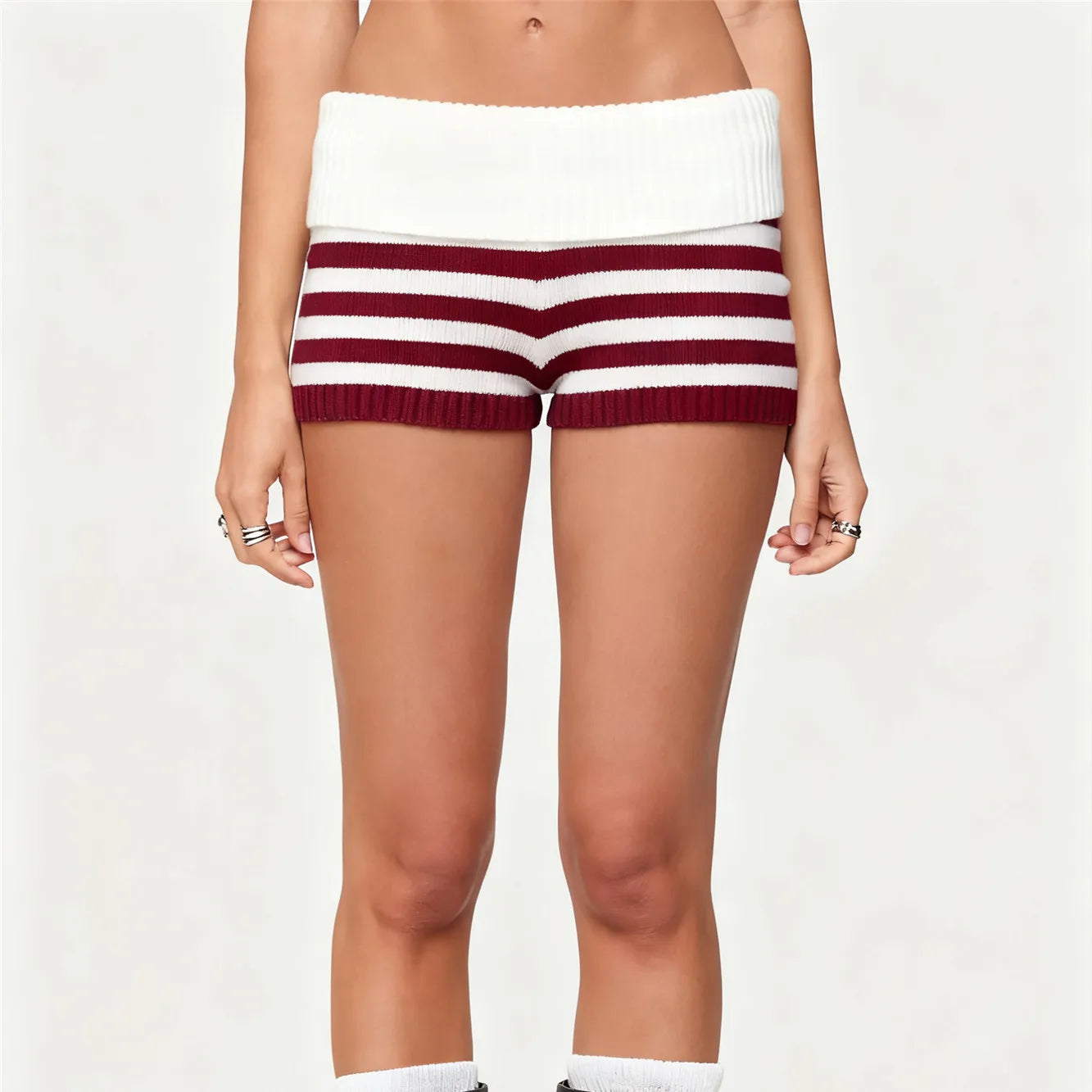 Striped Knit Micro Shorts