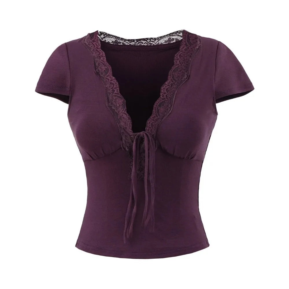 V Neck Slim Crop Top