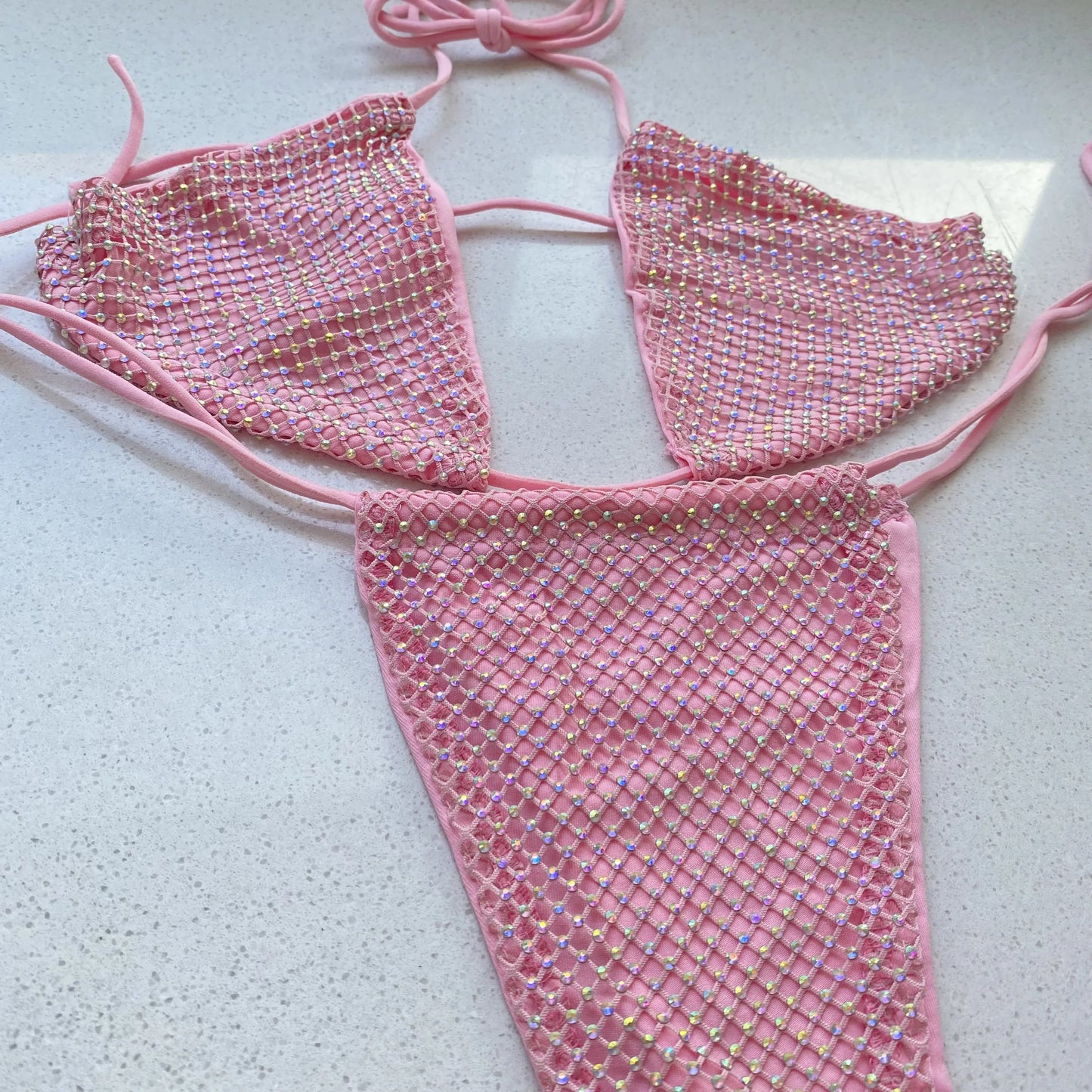 Bling Rhinestone Sliver Crystal Diamond Bikini