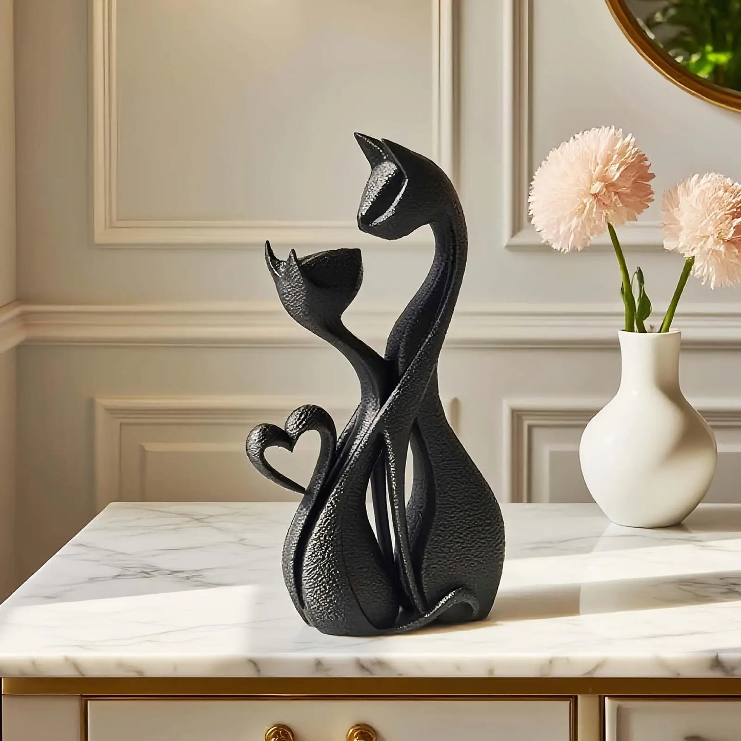Loving Couple Cats Statue