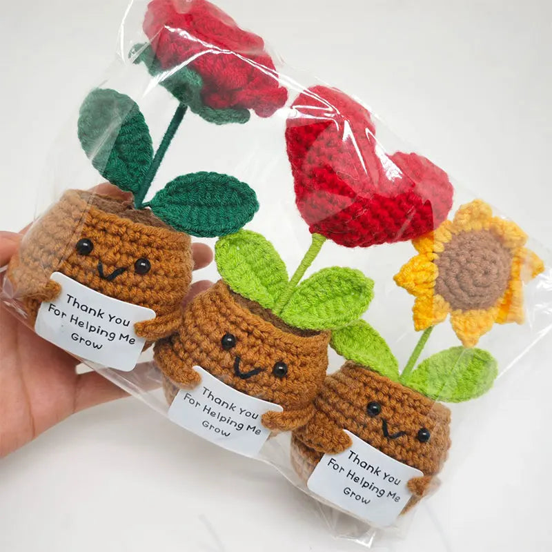Crochet Flower Pot Decoration Hand Woven
