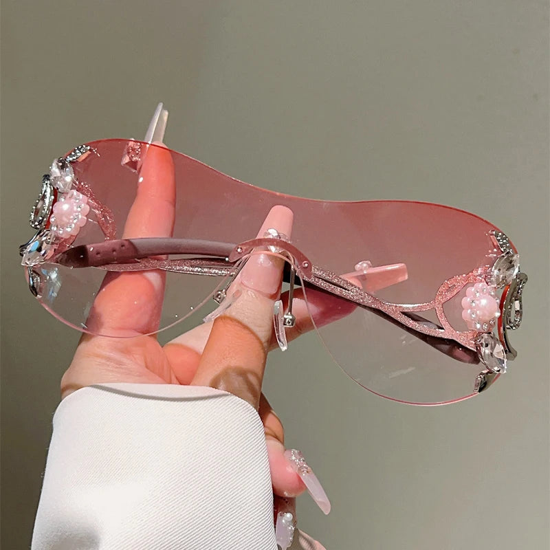 Gafas de sol sin montura con pedrería