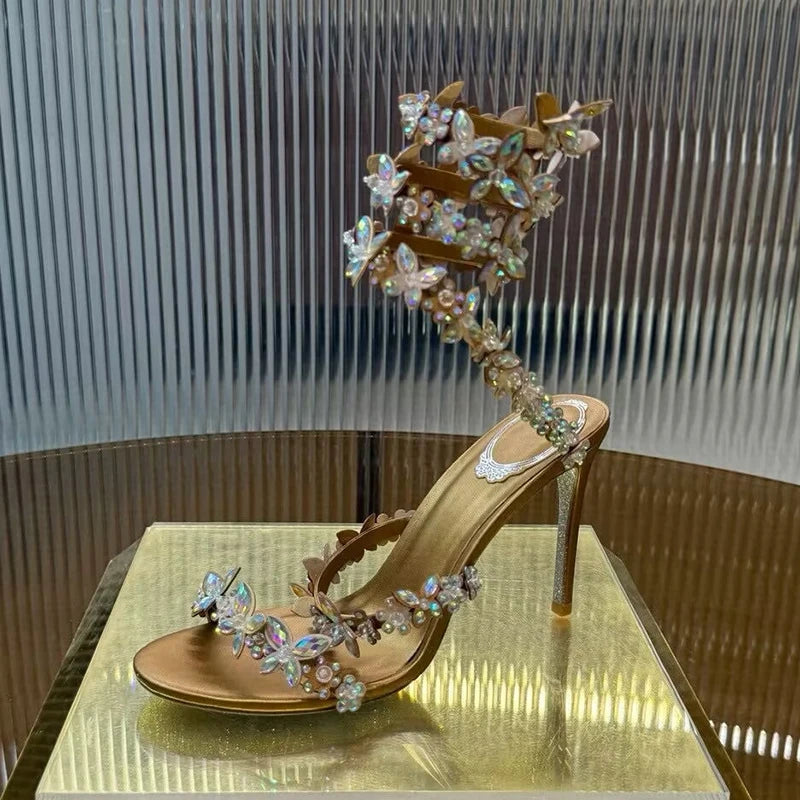 Sandalias de tacón fino Crystal Flower