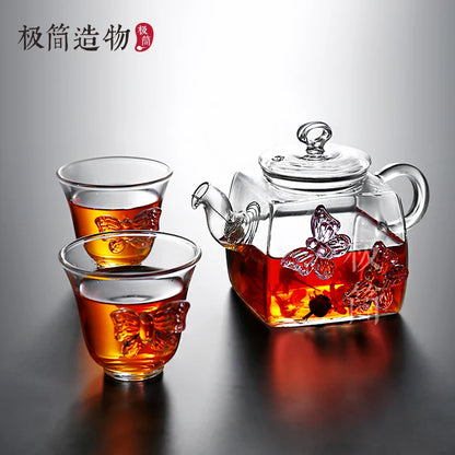 3D Sculpture Butterfly Glass Teapot