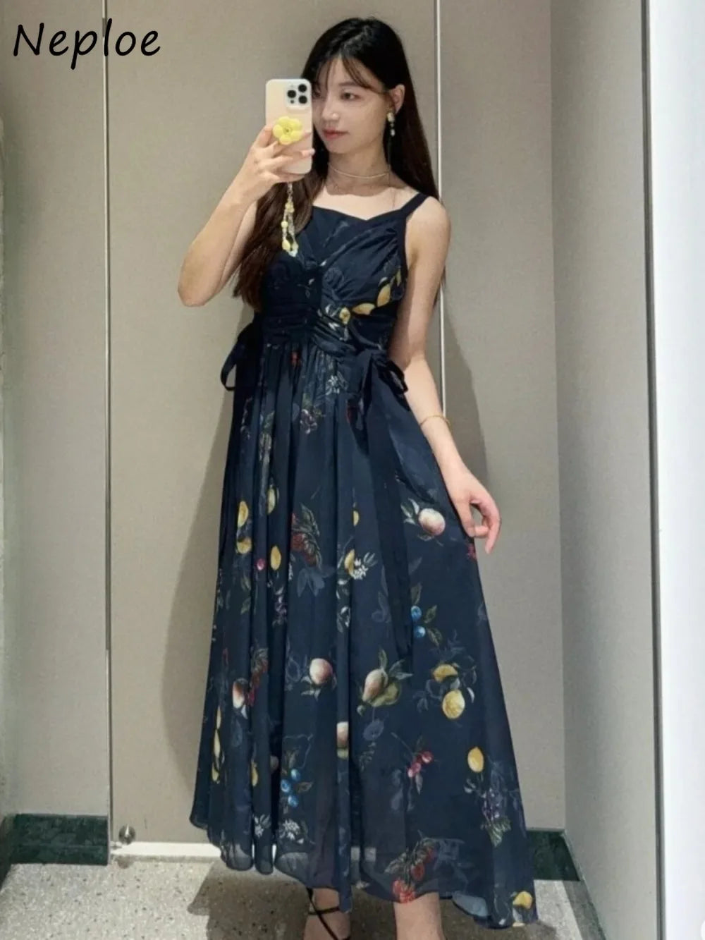 V-Neck Print Sling Dress