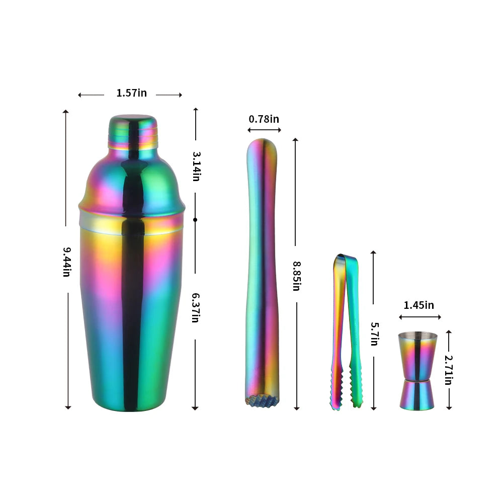 Stainless Steel Rainbow Boston Cocktail Set