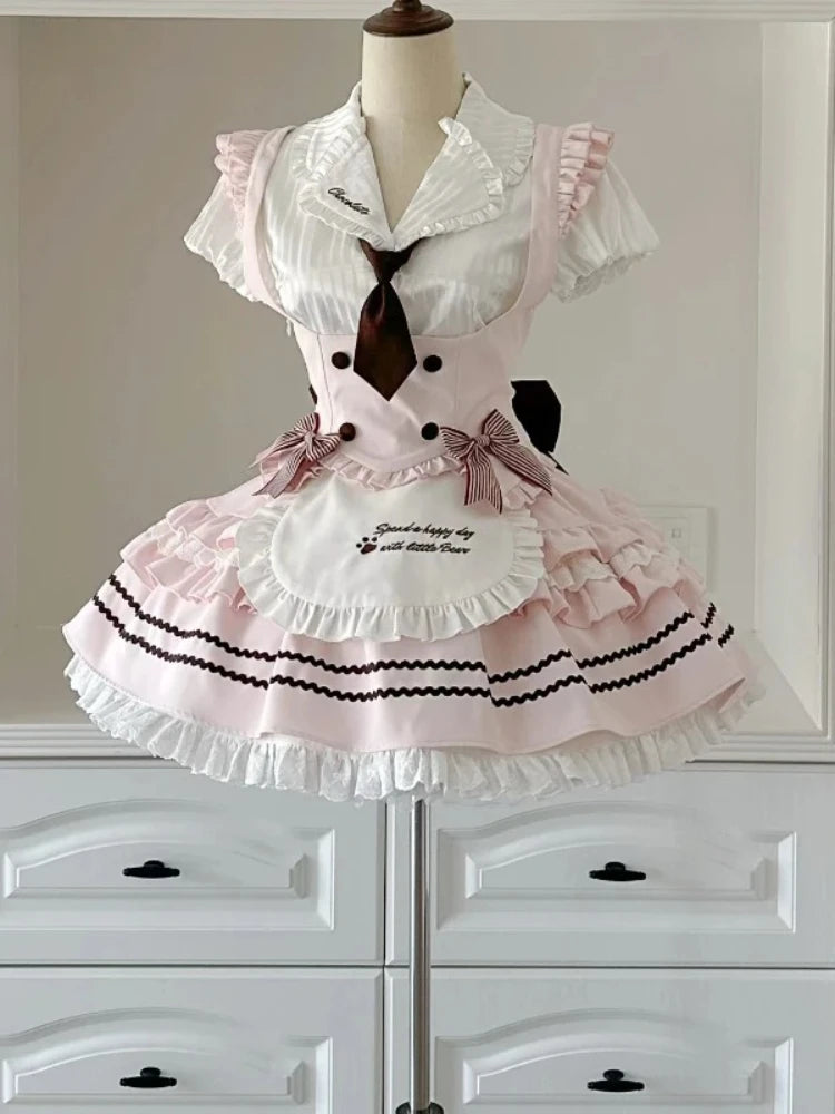 Conjunto de Corsé de Encaje y Falda Abullonada