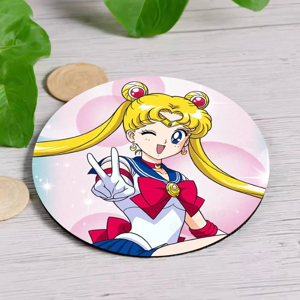 S-Sailor M-Moon Girl Anime Themed Wooden Coaster