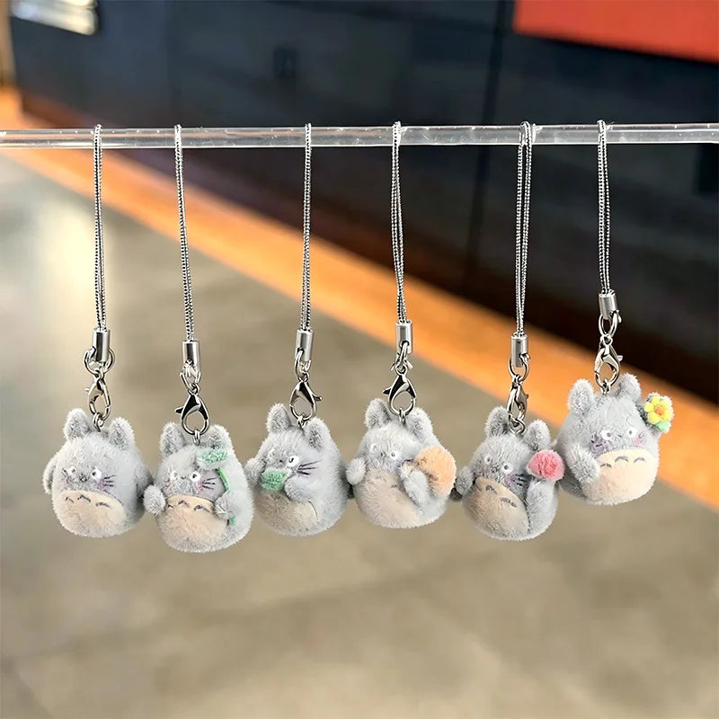 6PCS My Neighbor Totoro Flocked Charms