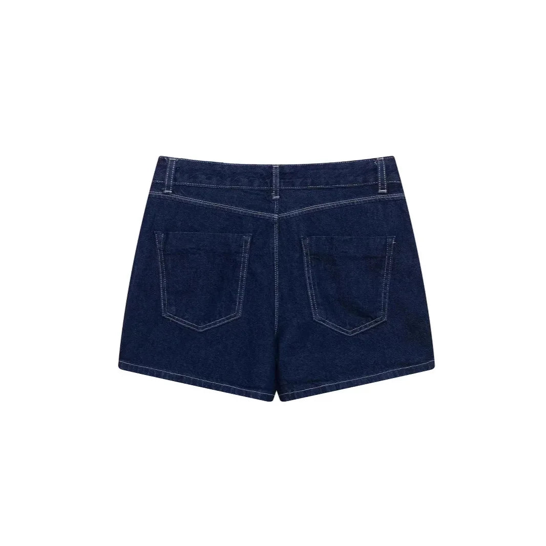 Conjunto de camisa corta de denim + minifalda