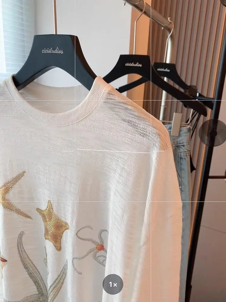 Camiseta de manga larga con estrellas de mar
