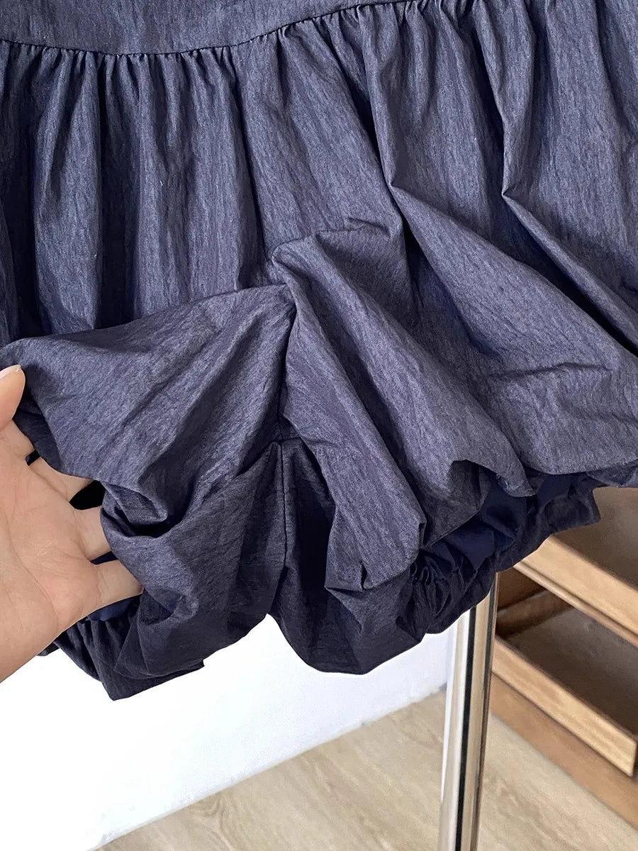 Pantalones cortos tipo bombacho con cordón, encaje y retazos