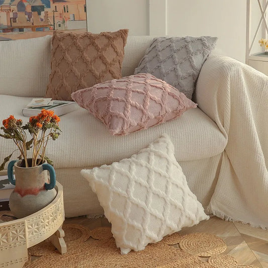 Plush Rattan Pattern Cushion Cover