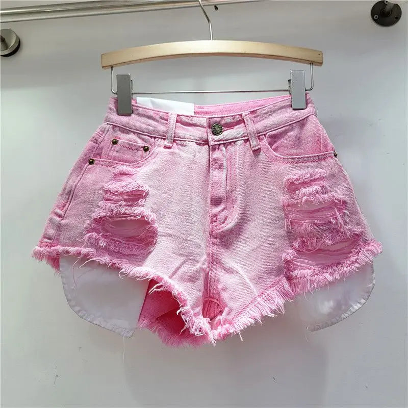 Washed Denim Shorts