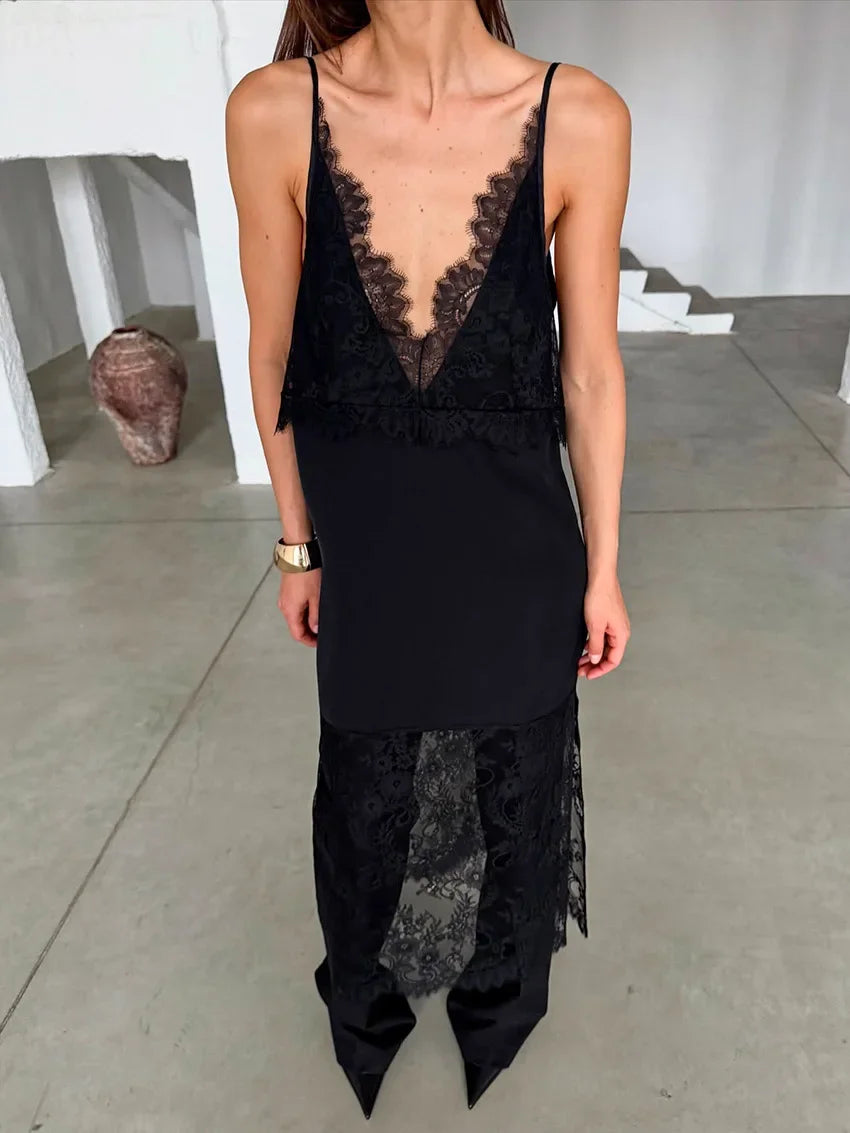Lace Patchwork Sling Dress
