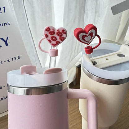 Cute Hearts Straw Cover Caps