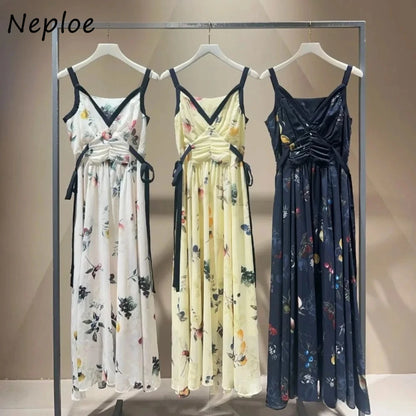V-Neck Print Sling Dress