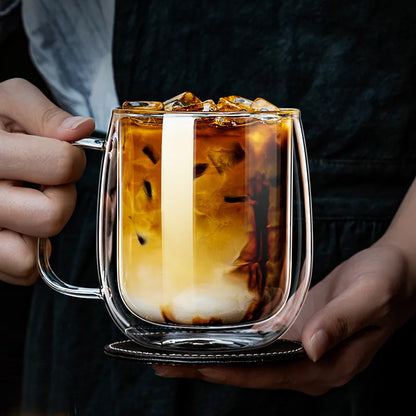 Double Wall Glass Cup with Handle
