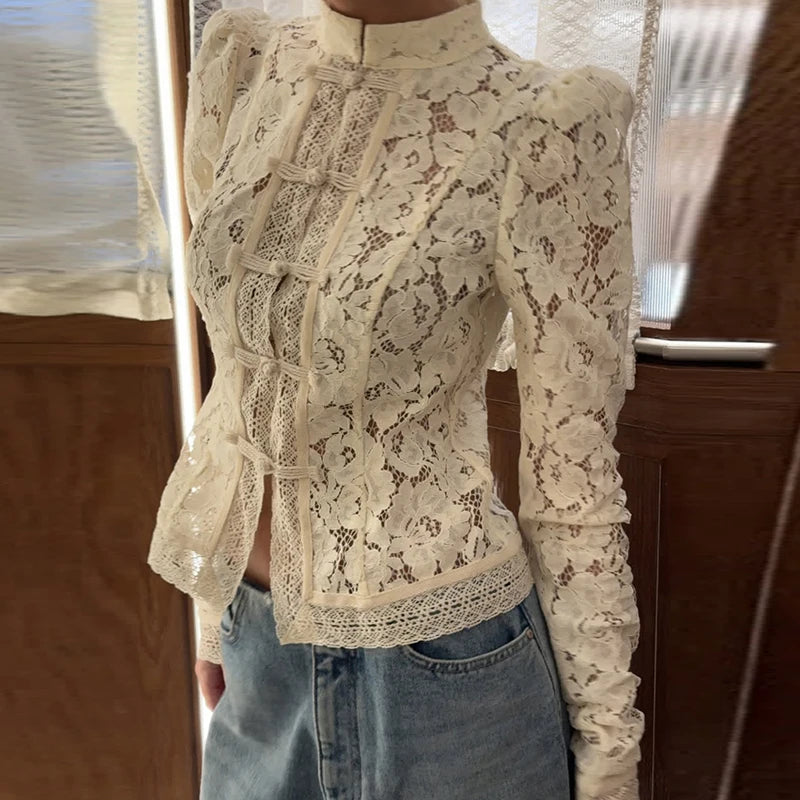 Lace Hook Flower Shirt