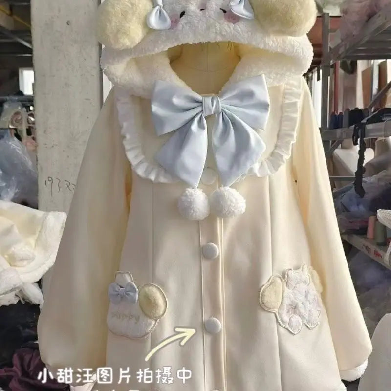 Abrigo Harajuku Kawaii Sweet Lolita para mujer, chaquetas rosas de otoño-invierno 2026, tops gruesos y cálidos informales que combinan con todo
