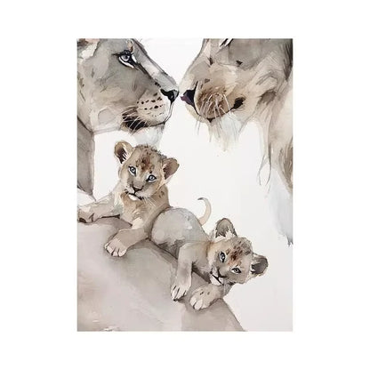 Lion Family Canvas Painting Print