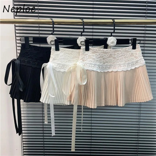 High Waist Bow Lace Up Skirt