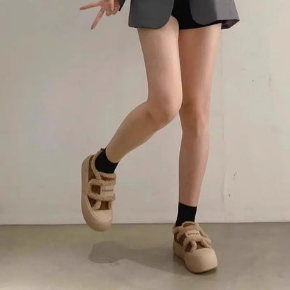 Warm Cotton Flat Bottom Slip-on Shoes