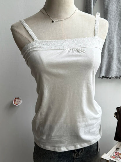 Sweet Lace Patchwork Slim Tank Top