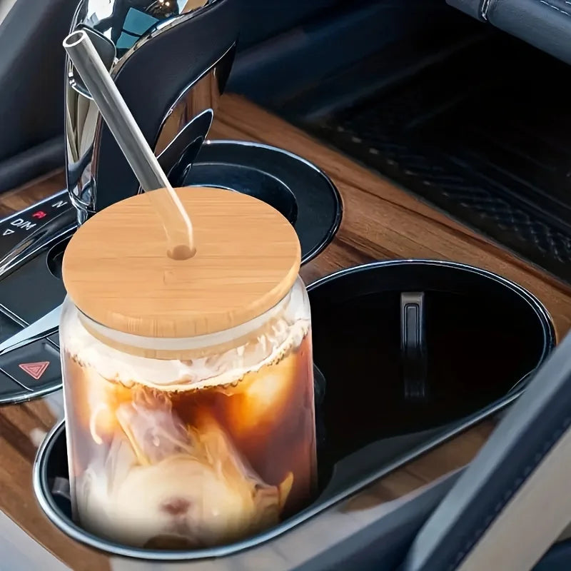 Can-Shaped Glass Cup with Lid & Straw