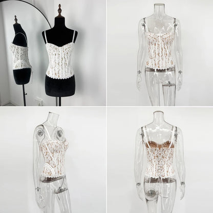 Lace Patchwork Sleeveless Lace-up Top