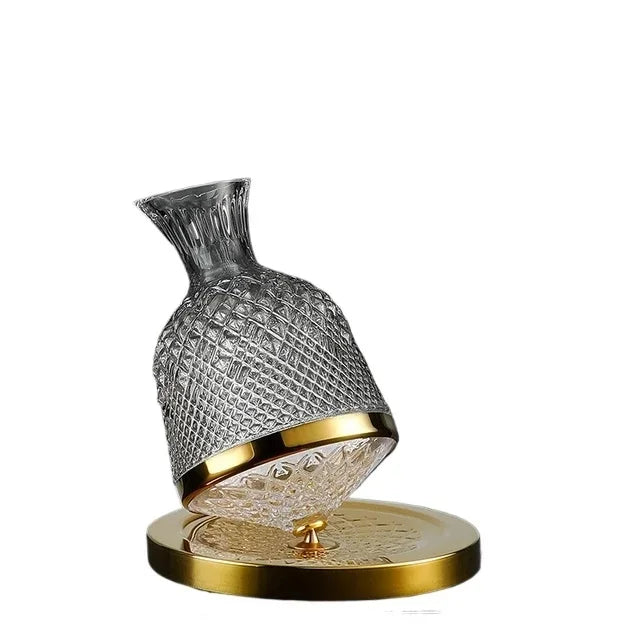 High End Crystal Glass 360 Degree Rotating Decanter Drum