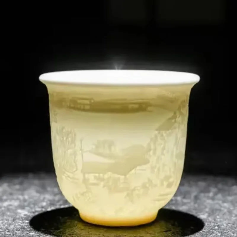 Yangzhi Jade Porcelain Heart Sutra Cup