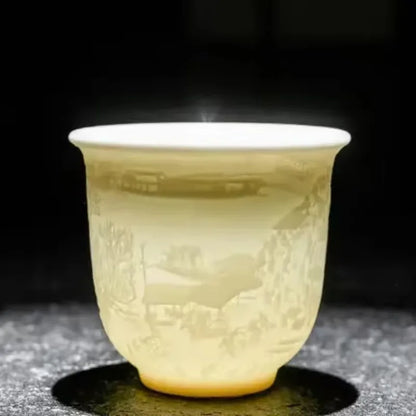 Yangzhi Jade Porcelain Heart Sutra Cup