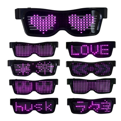 Bluetooth Programmable LED Text USB Charging Display Glasses