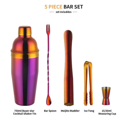 Stainless Steel Rainbow Boston Cocktail Set