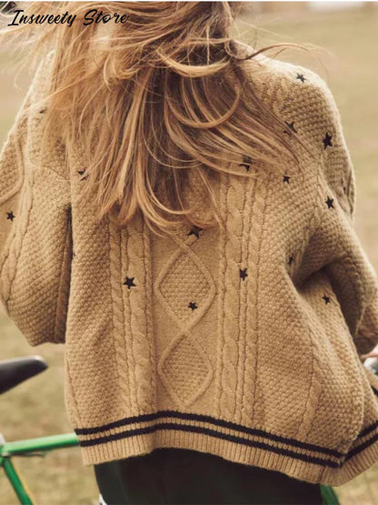 Star Print Knit Cardigan