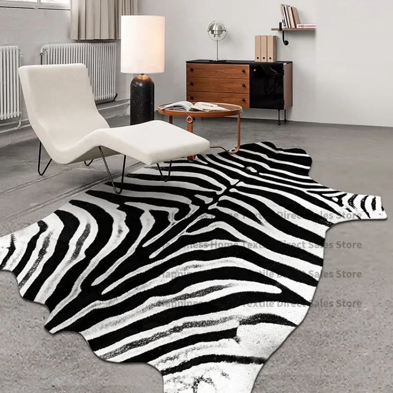 Irregular Faux Cowhide Light Luxury Lounge Rug