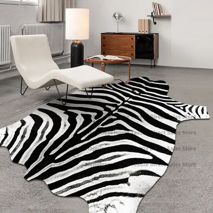 Irregular Faux Cowhide Light Luxury Lounge Rug